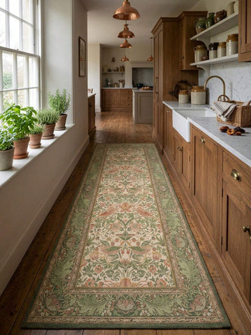 1pc Bohemian Floral & Bird Totem Countryside Style Rug/Carpet/Area Rug/Bath Mat/Door Mat/Runner, Soft Washable, Suitable For Bathroom, Kitchen, Entryway, Hallway, Bedside, Living Room, Bedroom And More